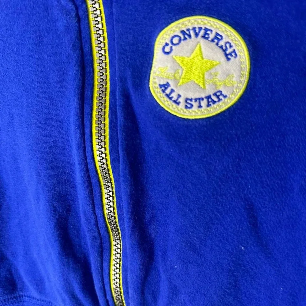 Blue Converse zip-up hoodie with‎ yellow accents #hoodie kids